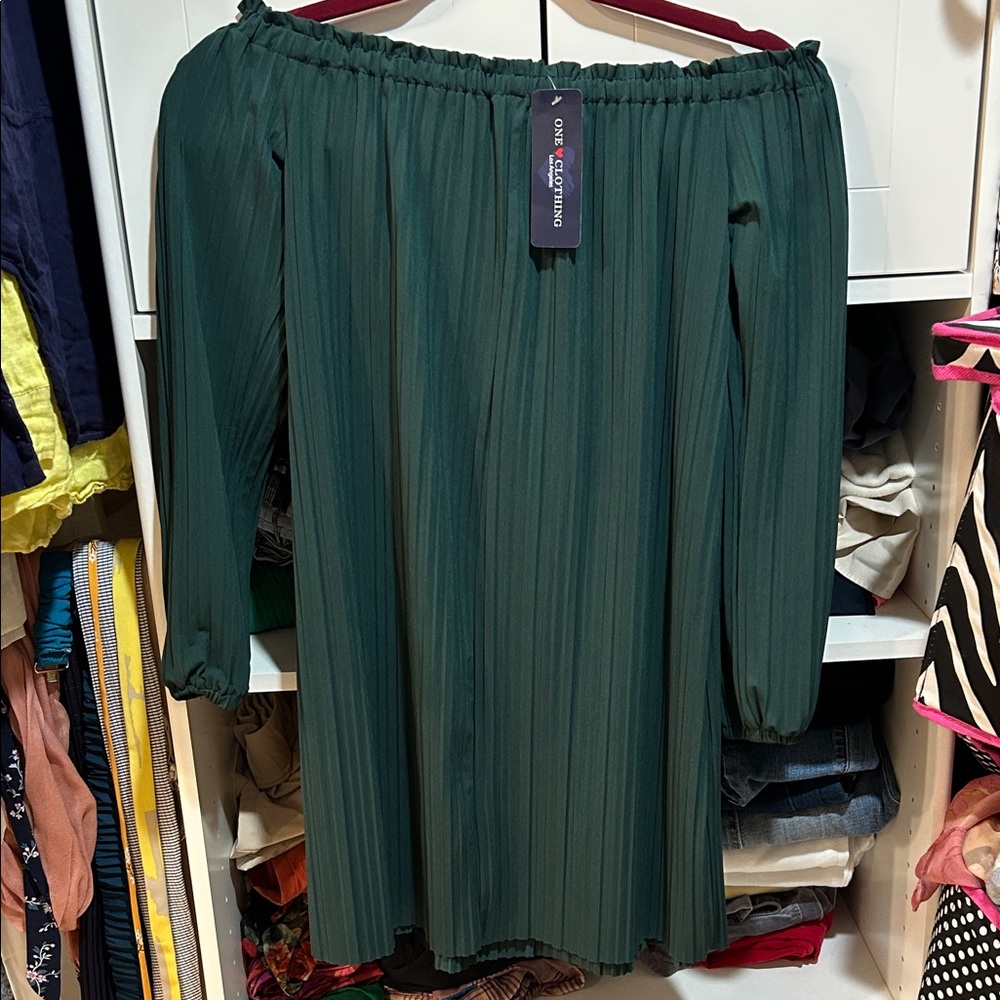 One Clothing Forest Green Off-Shoulder Dress